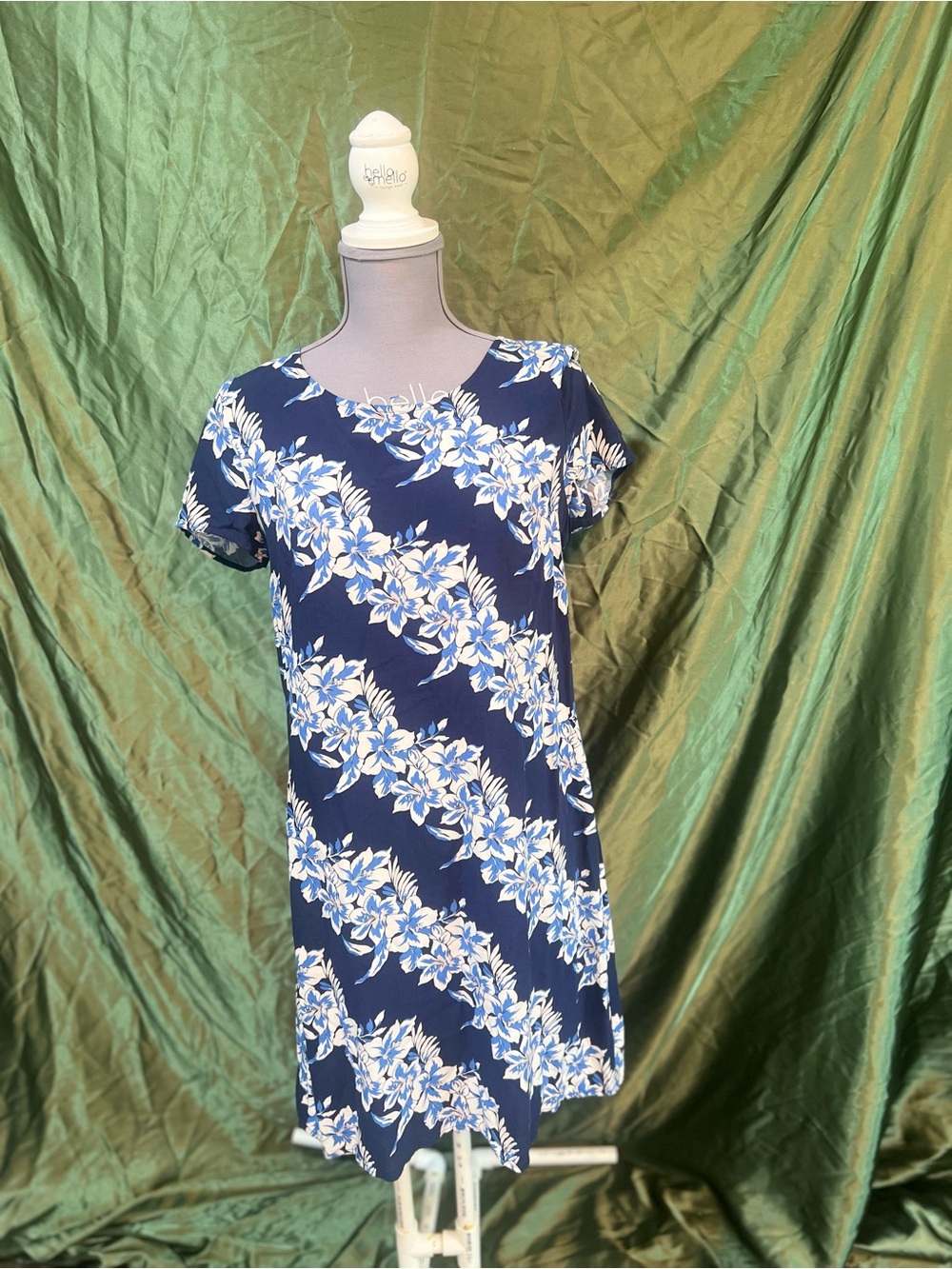 Old Navy Navy Floral Short-Sleeve Swim Cover-Up